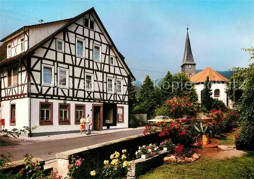 AK / Ansichtskarte Schlierbach Lindenfels Odenwald Gaestehaus Tannenhof Fachwerkhaus Kirche Kat. Lindenfels