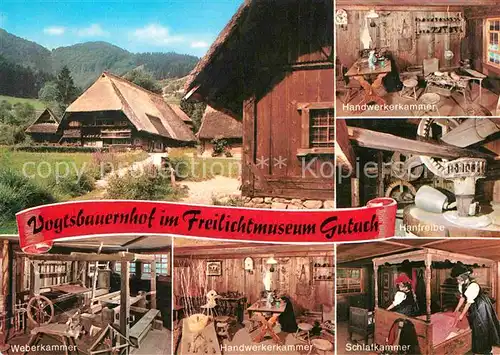 AK / Ansichtskarte Gutach Schwarzwald Freilichtmuseum Vogtsbauernhof Handwerkskammer Hanfreibe Weberkammer Schlafkammer Kat. Gutach