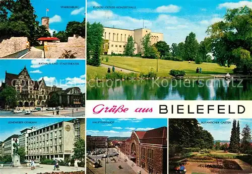 AK / Ansichtskarte Bielefeld Sparrenburg Rathaus Stadttheater Leineweber Denkmal Rudolf Oetker Konzerthalle Hauptbahnhof Botanischer Garten Kat. Bielefeld