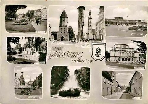 AK / Ansichtskarte Augsburg Koenigsplatz Freilichtbuehne Herkules Brunnen Stadttheater Kat. Augsburg