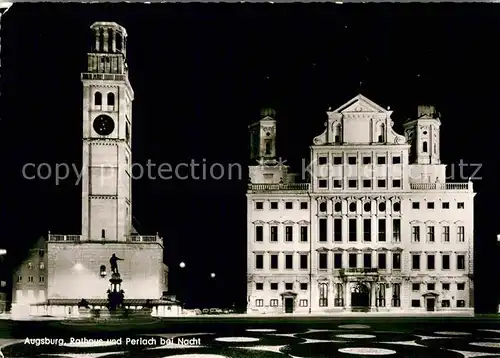 AK / Ansichtskarte Augsburg Rathaus und Perlach bei Nacht Kat. Augsburg