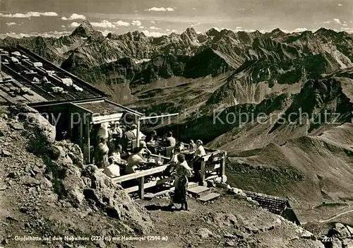 AK / Ansichtskarte Nebelhorn Gipfelhuette mit Hochvogel Kat. Oberstdorf