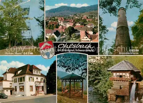 AK / Ansichtskarte Ohlsbach Hohes Horn Teilansicht Brandeckturm Gasthof Rebstock Pavillon Huette Kat. Ohlsbach Kinzigtal