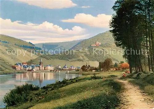 AK / Ansichtskarte Bernkastel Kues Moselpartie mit Ruine Landshut Kat. Bernkastel Kues