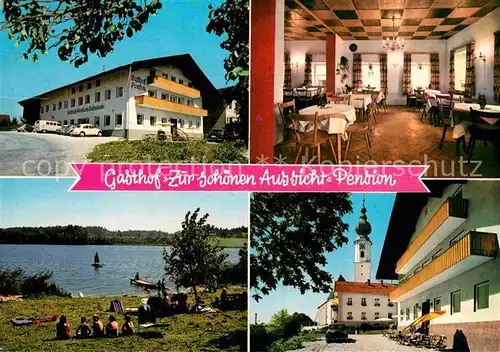 AK / Ansichtskarte Hoeslwang Gasthof Zur schoenen Aussicht Pension Gaststube Strandbad Kirche Kat. Hoeslwang