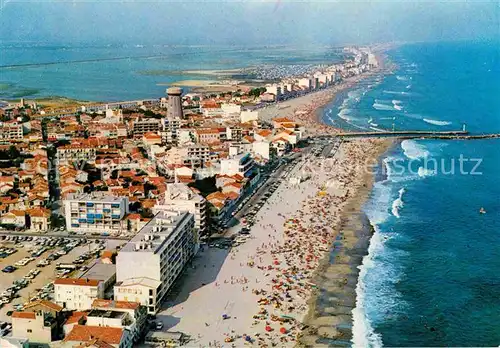 AK / Ansichtskarte Palavas les Flots Herault Ses plages Vue aerienne Kat. Palavas les Flots