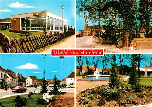 AK / Ansichtskarte Mannheim Hallenbad Kirche Strassenpartie Brunnen Kat. Mannheim