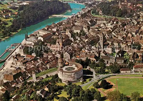 AK / Ansichtskarte Schaffhausen SH Fliegeraufnahme mit Munot Altstadt und Rhein Kat. Schaffhausen