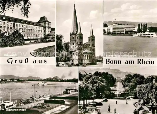 AK / Ansichtskarte Bonn Rhein Universitaet Bundeshaus Muenster Rheinpromenade Kaiserplatz Kat. Bonn