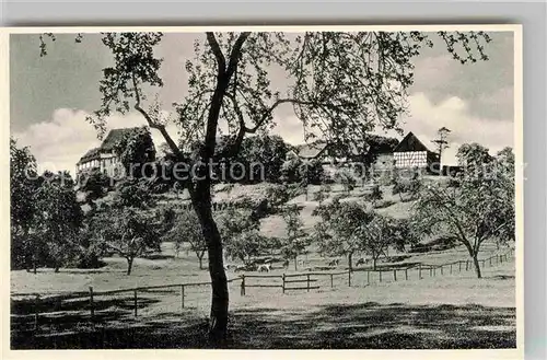 AK / Ansichtskarte Schiffenberg Giessen Blick ueber die Weiden zum Kloster Kat. Giessen