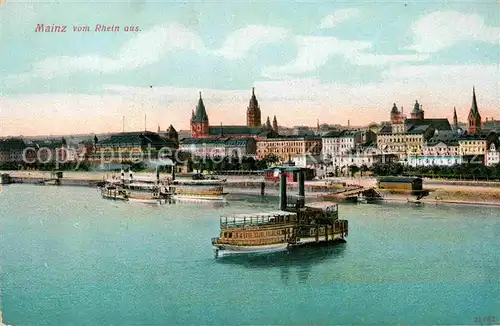 AK / Ansichtskarte Mainz Rhein Dom Dampfer