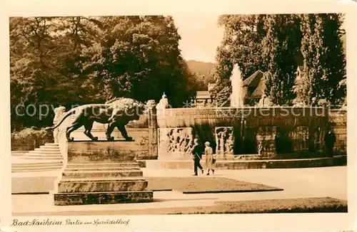 AK / Ansichtskarte Bad Nauheim Im Sprudelhof Loewenstatue Kat. Bad Nauheim