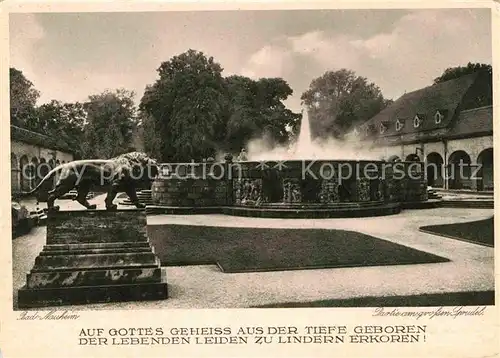 AK / Ansichtskarte Bad Nauheim Partie am grossen Sprudel Loewenskulptur Kupfertiefdruck Kat. Bad Nauheim