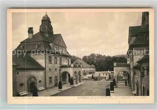 AK / Ansichtskarte Bad Nauheim Badehaus Sprudel Hessischer Loewe Kat. Bad Nauheim