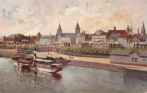 AK / Ansichtskarte Mainz Rhein Blick von der Rheinbruecke aus Dampfer Serie "Rhein" Nr 101