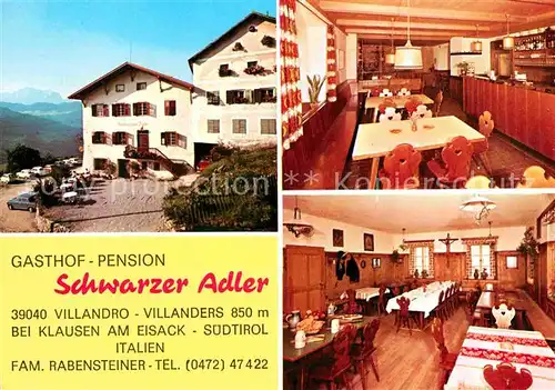 AK / Ansichtskarte Klausen Suedtirol Gasthof Pension Schwarzer Adler Gastraeume Kat. Eisacktal