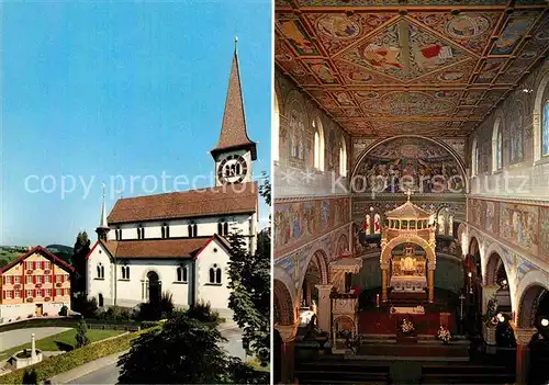 AK / Ansichtskarte Haslen AI Wallfahrtskirche Maria Hilf Pfarrhaus Innenansicht Mittelschiff Kat. Haslen AI