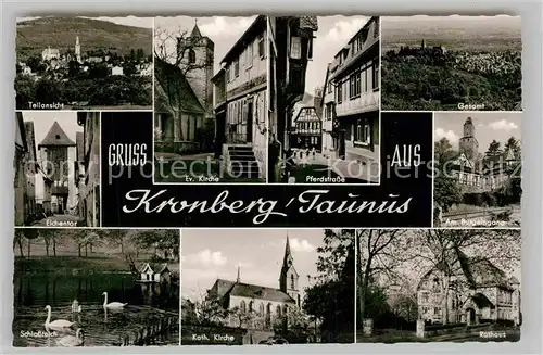 AK / Ansichtskarte Kronberg Taunus Gesamtansicht Kirche Pferdstrasse Rathaus Schlossteich Kat. Kronberg im Taunus