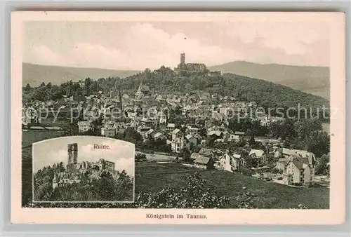 AK / Ansichtskarte Koenigstein Taunus Panorama mit Blick zur Burgruine Kat. Koenigstein im Taunus