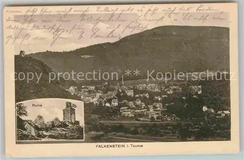 AK / Ansichtskarte Falkenstein Taunus Panorama mit Burgruine Kat. Koenigstein im Taunus