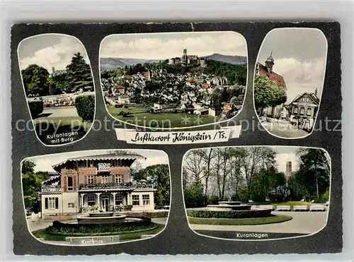 AK / Ansichtskarte Koenigstein Taunus Kuranlagen mit Burg Rathaus Gasthaus Kurhaus Luftkurort Kat. Koenigstein im Taunus