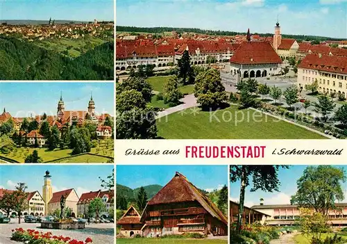 AK / Ansichtskarte Freudenstadt Teilansichten Marktplatz Kirche Schwarzwaldhaus Kat. Freudenstadt