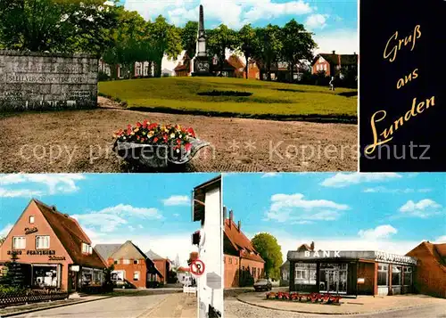 AK / Ansichtskarte Lunden Holstein Gedenkstaette Gasthaus Bank Kat. Lunden