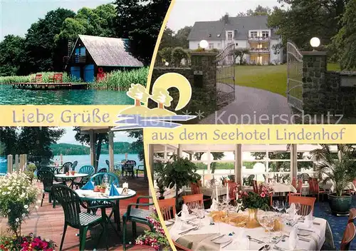 AK / Ansichtskarte Lychen Seehotel Lindenhof Eingang Terrasse Gastraum Kat. Lychen