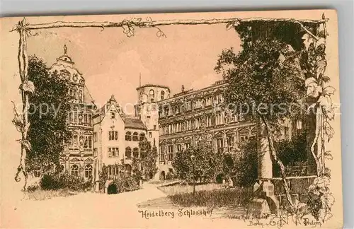 AK / Ansichtskarte Protzen O. Heidelberg Schlosshof  Kat. Kuenstlerlitho