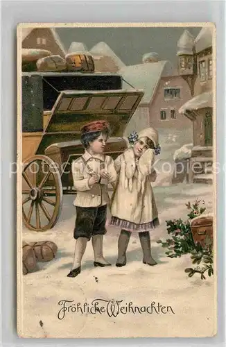 AK / Ansichtskarte Weihnachten Kinder Wintermode Muff Litho Kat. Greetings