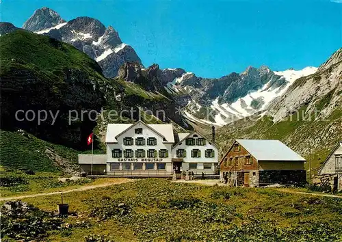 AK / Ansichtskarte Weissbad Berggasthaus Meglisalp mit Altmann und Lisengrat Appenzeller Alpen Kat. Weissbad