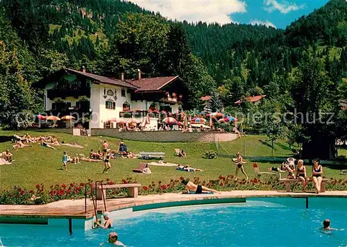 AK / Ansichtskarte Bayrischzell Cafe Restaurant Zellerstueberl Terrasse Schwimmbad Kat. Bayrischzell