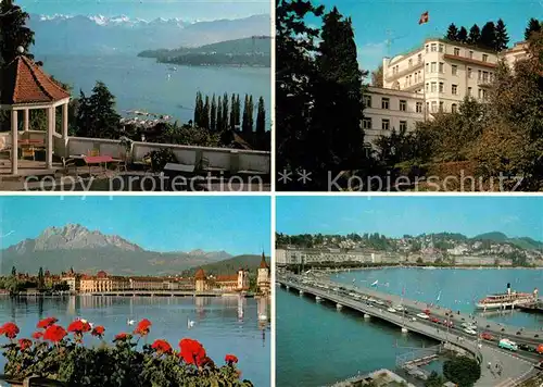 AK / Ansichtskarte Luzern LU Toechterinstitut Villa Rhaetia Vierwaldstaettersee Bruecke Alpenpanorama Kat. Luzern