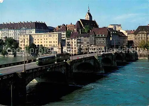 AK / Ansichtskarte Strassenbahn Basel Mittlere Rheinbruecke  Kat. Strassenbahn