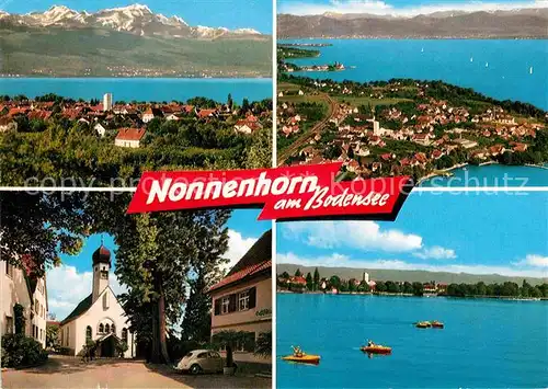 AK / Ansichtskarte Nonnenhorn Bodensee Panorama Fliegeraufnahme Kirche