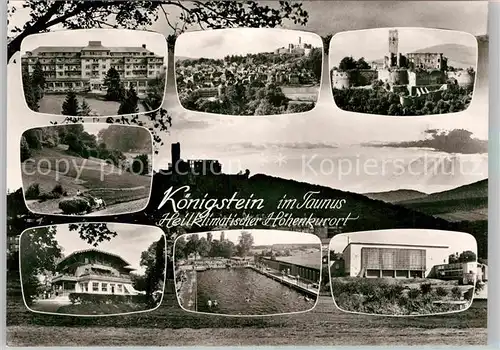 AK / Ansichtskarte Koenigstein Taunus Ruine Kurhaus Schwimmbad Panorama Kat. Koenigstein im Taunus