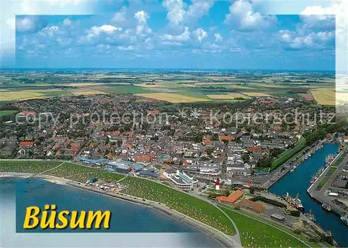 AK / Ansichtskarte Buesum Nordseebad Hafen Strand Fliegeraufnahme Kat. Buesum