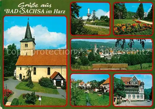 AK / Ansichtskarte Bad Sachsa Harz Kirche Turm Park Panorama Kurhotel Kat. Bad Sachsa