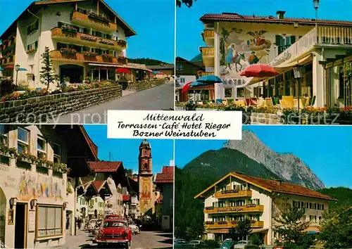 AK / Ansichtskarte Mittenwald Bayern Terrassen Cafe Hotel Rieger Bozner Weinstuben Kat. Mittenwald