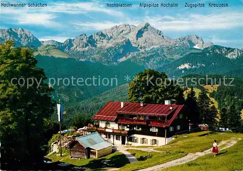 AK / Ansichtskarte Garmisch Partenkirchen Berggasthof Eckbauer gegen Hochblassen Alpspitze Zugspitze Wettersteingebirge Huber Karte Nr 8178 Kat. Garmisch Partenkirchen