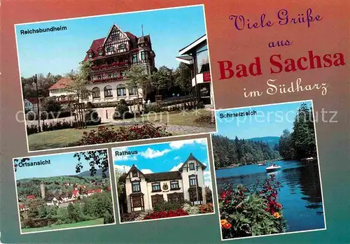 AK / Ansichtskarte Bad Sachsa Harz Reichsbundheim Ortsansicht Rathaus Schmelzteich Kat. Bad Sachsa