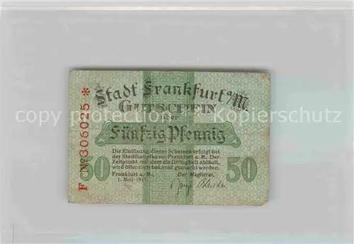 AK / Ansichtskarte Frankfurt Main 50 Pfennig Stadtwappen Kat. Frankfurt am Main