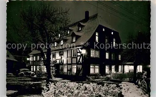 AK / Ansichtskarte Oberkirchen Sauerland Gasthaus Schuette Nachtaufnahme Winter Kat. Schmallenberg