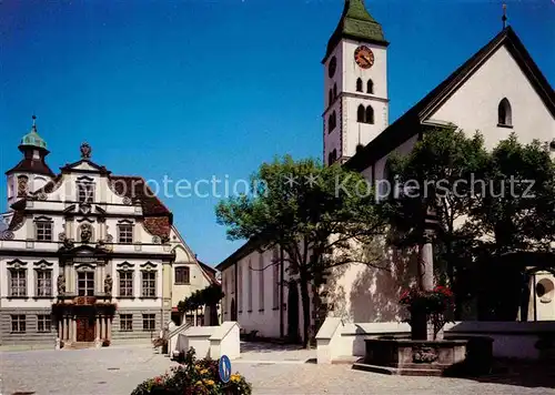 AK / Ansichtskarte Wangen Allgaeu Rathaus Kirche Kat. Wangen im Allgaeu