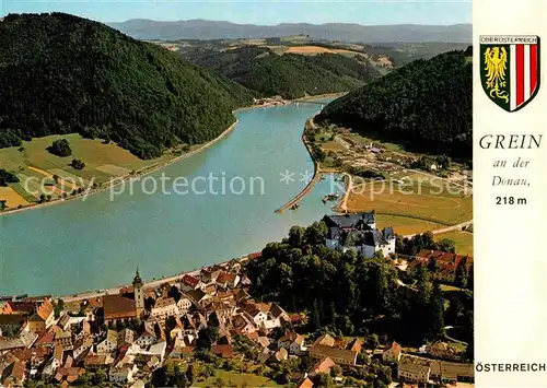 AK / Ansichtskarte Grein Donau Oberoesterreich Fliegeraufnahme Schloss Donau Kat. Grein