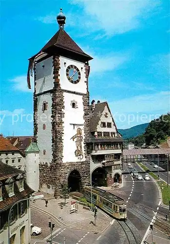 AK / Ansichtskarte Freiburg Breisgau Schwabentor Strassenbahn Kat. Freiburg im Breisgau