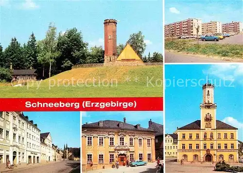 AK / Ansichtskarte Schneeberg Erzgebirge Keilberg Ernst Schneller Platz Museum Rathaus Kat. Schneeberg