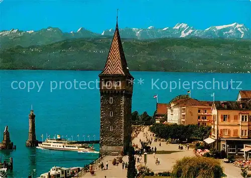 AK / Ansichtskarte Lindau Bodensee Hafen Promenade Turm Kat. Lindau (Bodensee)