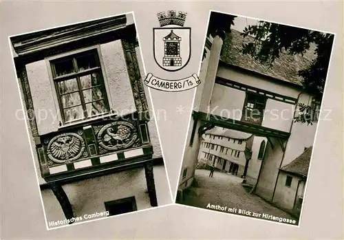 AK / Ansichtskarte Camberg Bad Historisches Gebaeude Fassade Amthof mit Blick zur Hirtengasse Kneippbad Kat. Bad Camberg