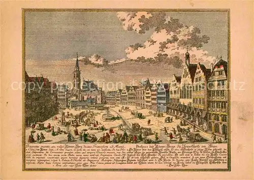 AK / Ansichtskarte Frankfurt Main Roemerberg Stich von S Kleiner 1738 Kuenstlerkarte Kat. Frankfurt am Main